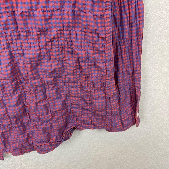 J McLaughlin Red Blue Gingham Plaid Checkered Button Up Shirt Womens size Medium - Picture 6 of 7